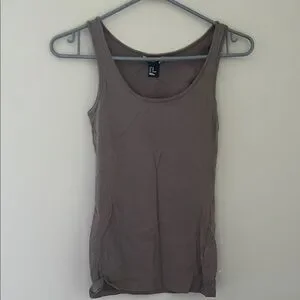 H&M | Tops | Hm Basic Taupe Stretch Cotton Tank Top Xs | Poshmark